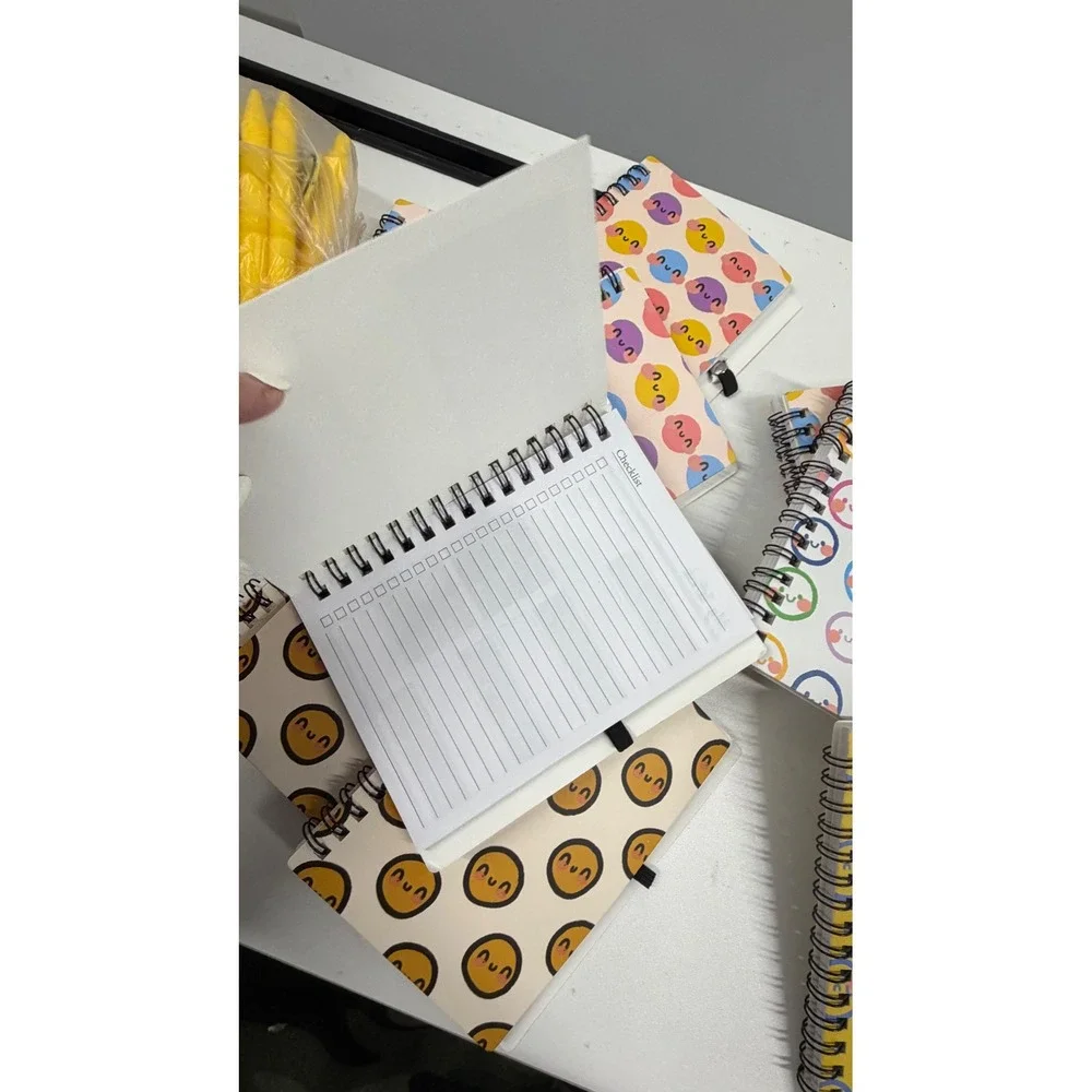 72 pcs Smiley Face Stationery Set Spiral Notebooks Weekly Planner Checklist Pens